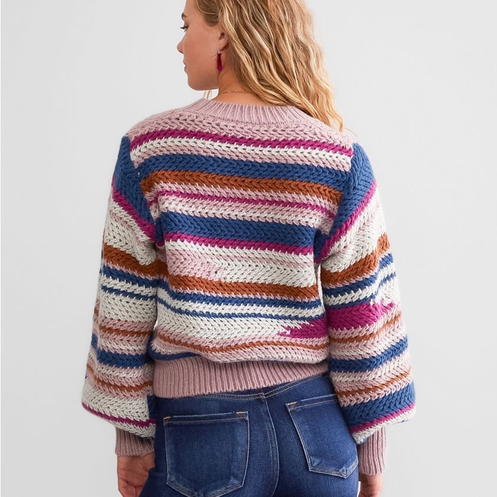 Z SUPPLY Ashville Striped Balloon Sleeve Striped Sweater Size Small - Picture 12 of 15